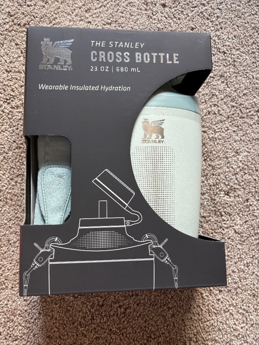 Stanley Cross Bottle 23 oz Insulated Leakproof Straw Bottle w/ Strap Blue